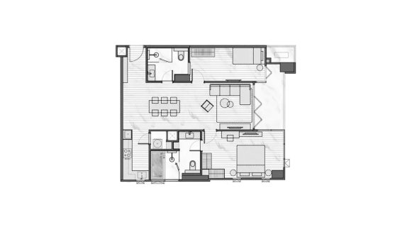 Condominium floor plan, 2 bedrooms in Muniq Sukhumvit 23 No. 11012 (2D)
