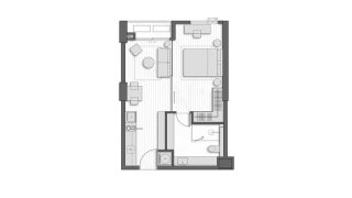 Condominium floor plan, 1 bedroom in Muniq Sukhumvit 23 No. 11008